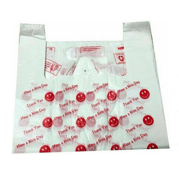 Printed (Smiley) White Jumbo Plastic Bags (1000 pcs)