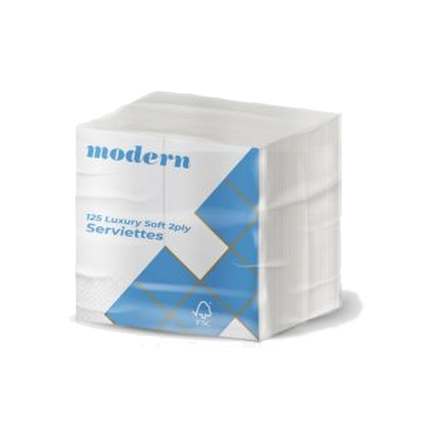Modern 2-ply serviettes (125 pieces per pack)