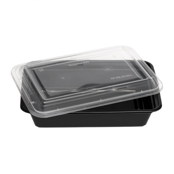 RE38 Rect Black Container with LID (150pcs)
